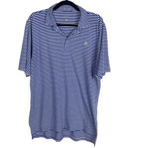 B Draddy Mens Medium M Blue White Striped Pima Cotton Golf Polo SA Embroidered